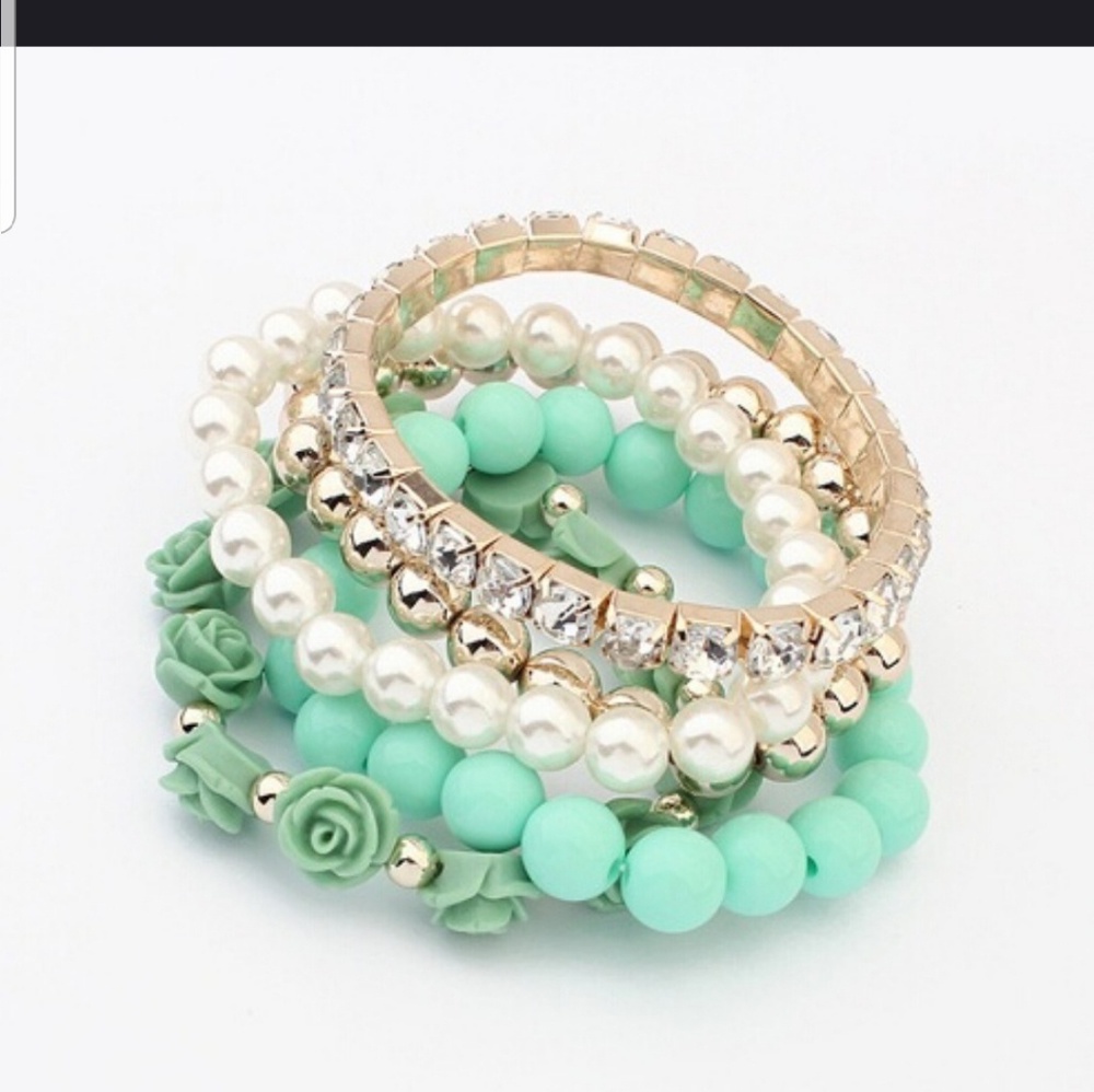 Color Pearl Rose Flower Bracelet